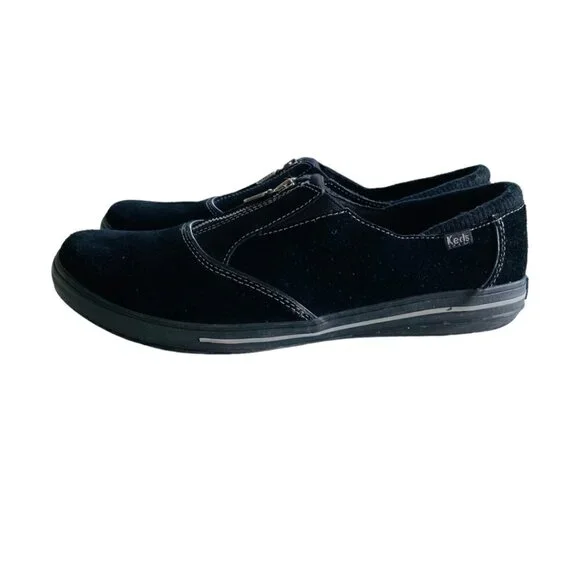 Keds Pacey Zip Black Suede Sneaker Sz 9.5​​​​​​​​​ - Picture 2 of 9